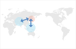 Sea route between Far East Asia – Southeast/Southwest Asia