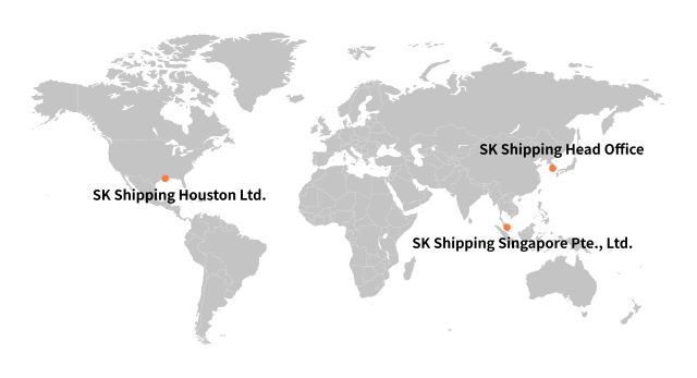 Global Network 안내 Korea Head Office,  
                         SK Shipping Representative Office, SK shipping Singapore Pte., Ltd., SK shipping Houston offic