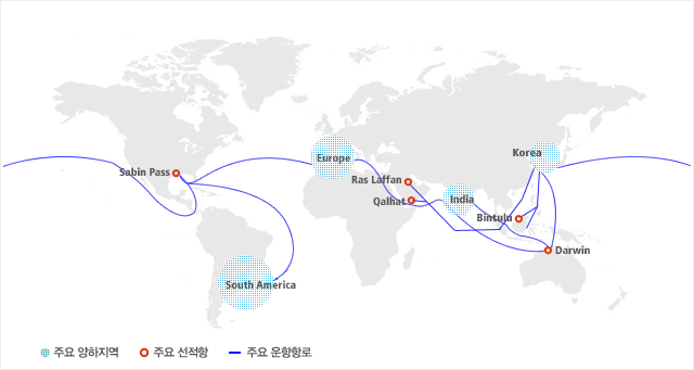 -	SK해운이 현재 운항중인 LNG선박은 한국가스공사와의 COA물량으로 선적은 카타르의 Ras Laffan, 오만의 Qalhat 그리고 말레이시아의 Binutu 입니다. 